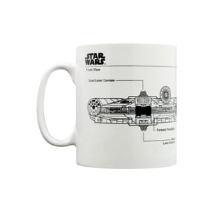 Star Wars - Kaffeebecher "Millennium Falcon", Skizze (Weiß/Schwarz)