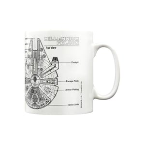 Star Wars - Kaffeebecher "Millennium Falcon", Skizze (Weiß/Schwarz)
