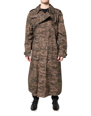 Lange Camouflage-Trenchcoat