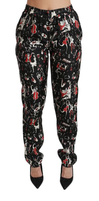 Bedruckte Seidenhose mit Musikdesign