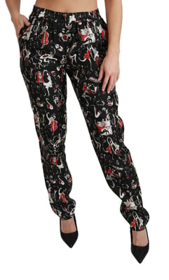 Bedruckte Seidenhose mit Musikdesign