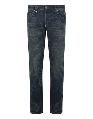 Printed Super Straight Cut Jeans Tattoo