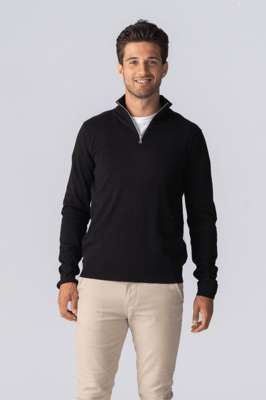 Pullover mit halbem Reißverschluss – Schwarz