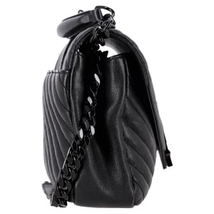Saint Laurent Chevron Stepptasche, mittelgroß, College-Henkeltasche aus schwarzem Leder