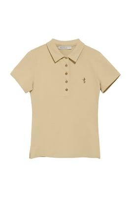 Kurzärmliges Poloshirt aus Baumwolle elfenbeinfarben mit Rigby Best Stickerei