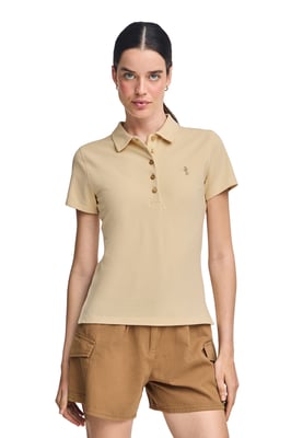 Kurzärmliges Poloshirt aus Baumwolle elfenbeinfarben mit Rigby Best Stickerei
