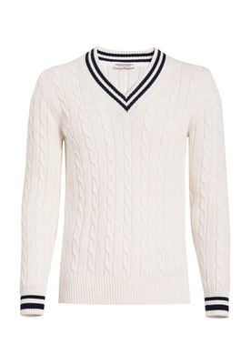 Pullover Basic-Pullover Mit V-Ausschnitt Und Zopfmuster