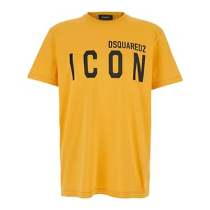 Dsquared2 Sonnenblumengelbes T-shirt Großes Schwarzes Logo