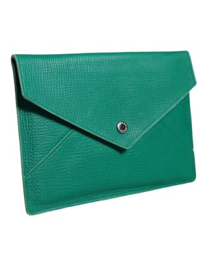 Umschlag-Clutch Leder Grün