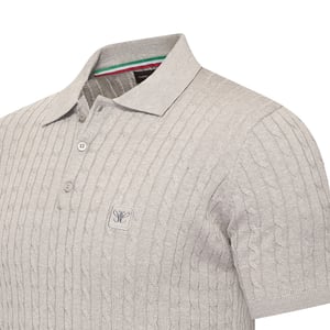 Cappuccino Italia Caorle Cable Knit Polo  Grau