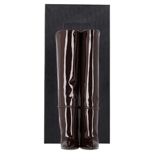 Saint Laurent Jane Knief hohe Stiefel aus braunem Lackleder