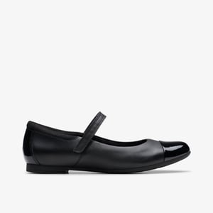Scala Gem Jugend schwarze Lederschuhe