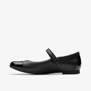 Scala Gem Jugend schwarze Lederschuhe