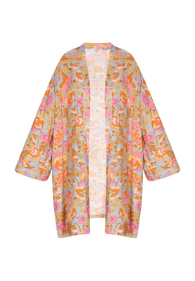 usha Kimono Frauen steingrau mehrfarbig