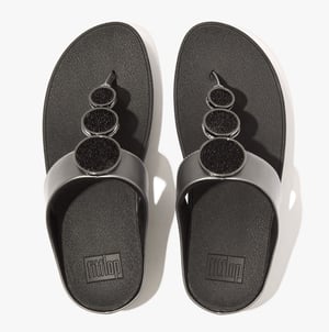 Fitflop Halo Perlen-Kreis Metallic Damen Zehensteg Pewter Schwarz