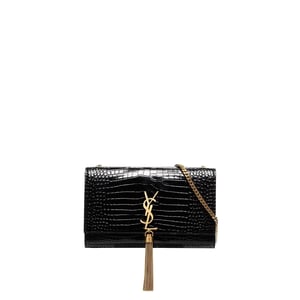 Saint Laurent Kate Medium Tassel Tasche aus geprägtem Krokodilleder