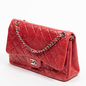Ltd. Ed. Lizard Skin Jumbo Classic Double Flap Schultertasche