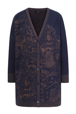 V-Ausschnitt Cardigan, Favela-Muster