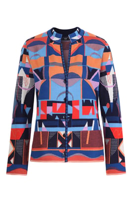 Jacquard-Cardigan mit abstraktem Motiv