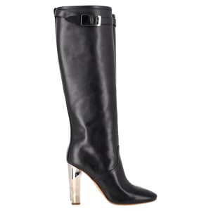 Hermès Kniestiefel mit Chromabsatz aus schwarzem Leder
