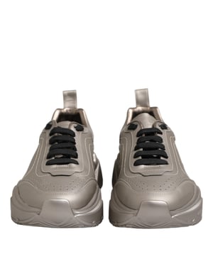 Dolce & Gabbana Silver DAYMASTER Leder Herren Sneakers Schuhe