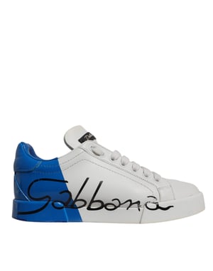 Dolce & Gabbana Weiße Blaue Logo Portofino Sneakers Schuhe