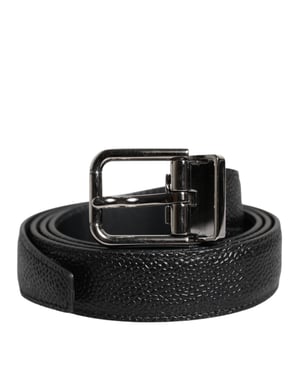 Dolce & Gabbana Schwarzer Kalbsleder Klassischer Metallverschluss Gürtel
