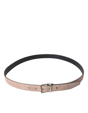 Dolce & Gabbana Beiger Wildleder Ledergürtel mit Silberner Schnalle für Männer