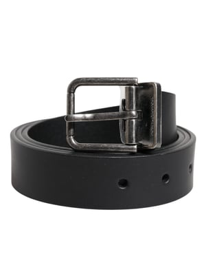 Dolce & Gabbana Schwarzer Klassischer Leder Gürtel mit Metallverschluss