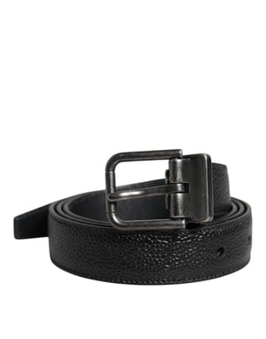 Dolce & Gabbana Schwarzer Kalbsleder Gürtel mit klassischer Metallschließe