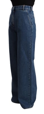 GCDS Blaue Baumwoll-Hochtaillierte Weite Jeans mit Bootcut