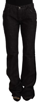 GF Ferre Schwarze Mittlere Taille Baumwoll-Denim Gerade Bootcut Jeans