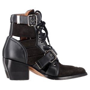 Chloé Rylee Cutout-Ankle-Boots aus schwarzem Wildleder und Leder
