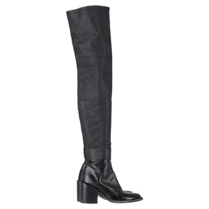 Ann Demeulemeeste Overknee-Stiefel mit Blockabsatz aus schwarzem Leder
