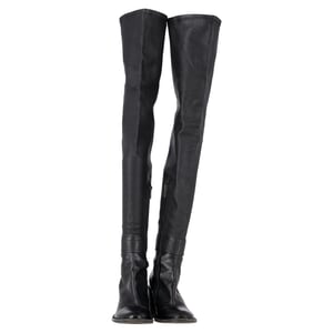 Ann Demeulemeeste Overknee-Stiefel mit Blockabsatz aus schwarzem Leder