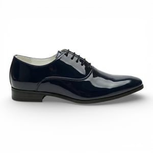 Elegante Herren-Brogues aus marineblauem Lackleder (Oxford-Stil)
