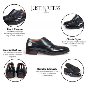 Justin Reess Herren-Brogue-Schuhe aus schwarzem Lackleder - Harry
