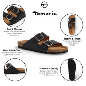 Tamaris Herren-Sandalen aus schwarzem Leder mit Fußbett