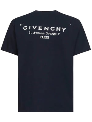 Stempel-Druck T-Shirt in Marineblau