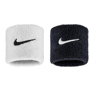 Nike - "Classic" Schweißband, Swoosh (2er-Pack) (Schwarz/Weiß)