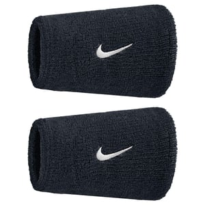 Nike - "Classic" Armband, Doppelbreit, Swoosh (2er-Pack) (Schwarz/Weiß)