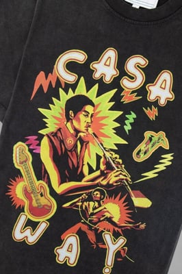 Casablanca Musik Für Das Volk Bedrucktes T-Shirt Verblasstes Schwarz
