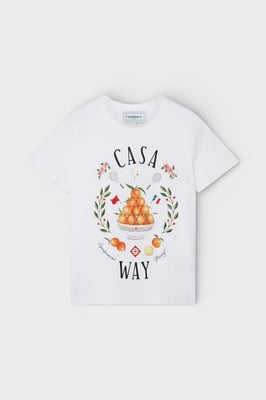 Casablanca Casa Way Damen Bedrucktes Fitted T-Shirt Weiß