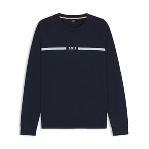 Herren Boss Authentisches Baumwoll-Terry-Sweatshirt in Dunkelblau