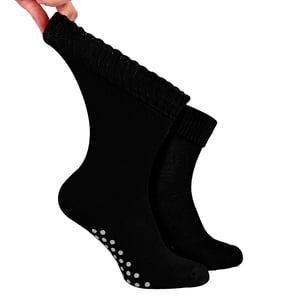 Herren Extraweite Winterbett-Socken mit Grip | Rutschfeste thermische Schlafsocken