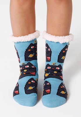 "Space Cat" Sherpa-Socken