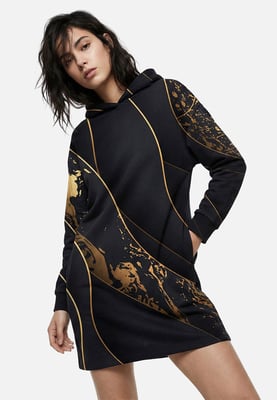 "Black and Gold" Oversize Hoodie-Kleid