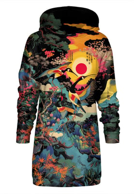 "Japanese Heron" Oversize Hoodie-Kleid