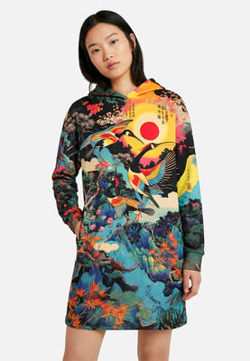 "Japanese Heron" Oversize Hoodie-Kleid
