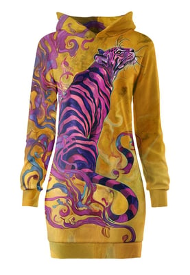 "Whisper of the Tiger" Oversize Hoodie-Kleid